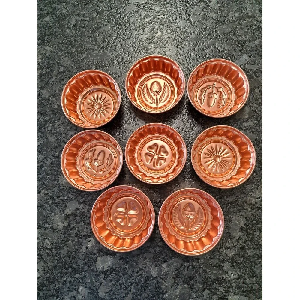Vintage Jello Mold (2 Sets of 4) Copper Color Aluminum Cake Tart Molds